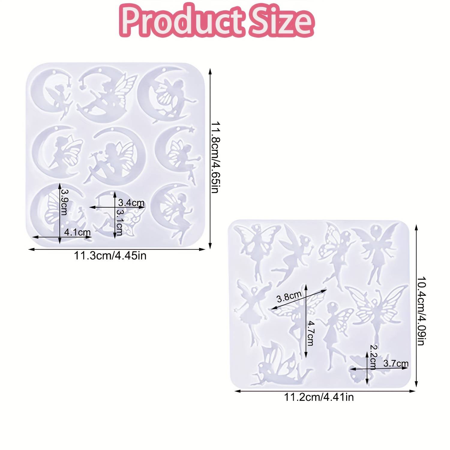 TEMU 2pcs Wing& Fairy Silicone Molds - Resin Molds For Epoxy Jewelry Making, Earrings, Pendants, And Craft Crafts| Detailed Figurine Design| Easy To Demold, Durable, Reusable& Easy To Clean