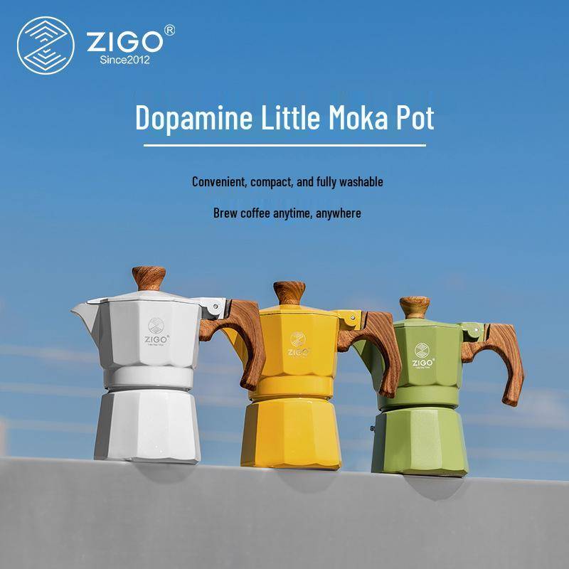 ZIGO MINI Enkelt serverings Moka-kanna Espresso & Droppkaffebryggare för Hem & Utomhus vit