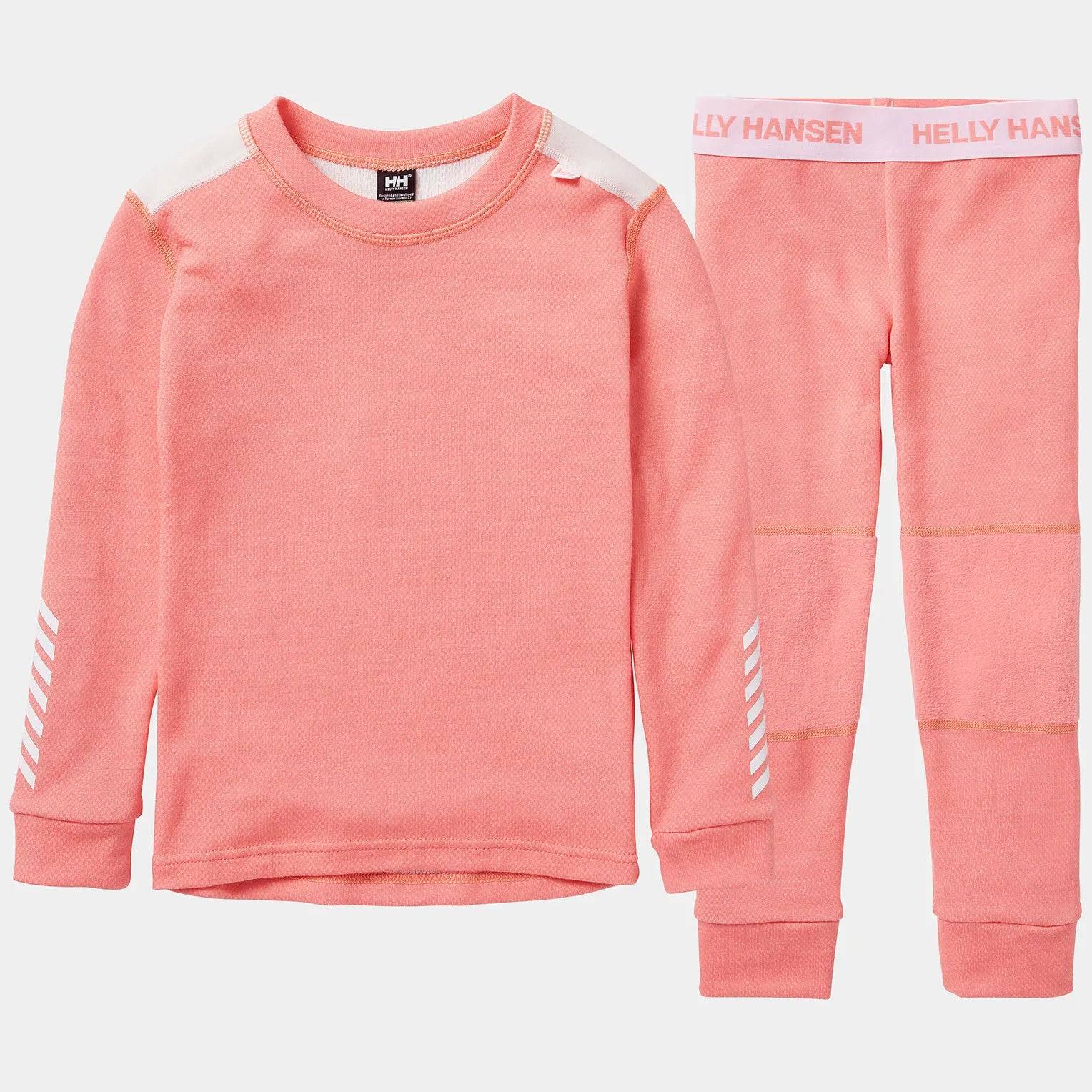 Helly Hansen Kids' LIFA® Merino Wool Base Layer Set Skiundertøj Børn - Coral Almond - Coral Almond / 110 cm / 5 år