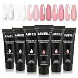 AIMEILI UV GEL Nails Kit, 15ml 6 Färger Byggare Gel Nagel Förlängning Poly Extension Gel Naglar Kit 13