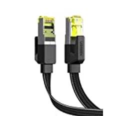 UGREEN Cat7 RJ45 Ethernet Kabel Platt Flätad FTP 10Gbps 600MHz Kompatibel med Router Modem PS5 Xbox One Switch Smart TV etc. (15M)