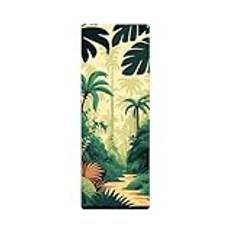 RBRFACAEX Color Printed Yoga Mat PU Rubber Yoga Mat Thin Folding Anti Slip Sweat Absorbing Portable Travel Mat(Tropical rainforest)