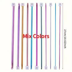 TEMU 11pcs/set Tunisian Afghan Crochet Hooks Multicolor Aluminum Knitting Needles Hook Multicolour Crochet Hook 2 - 8mm