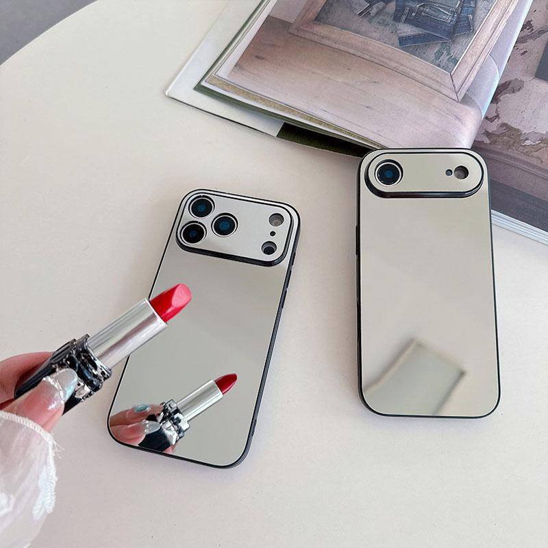 Spegeltelefonfodral för IPhone 17 16 15 14 13 12 Pro Max Baksidesfodral white