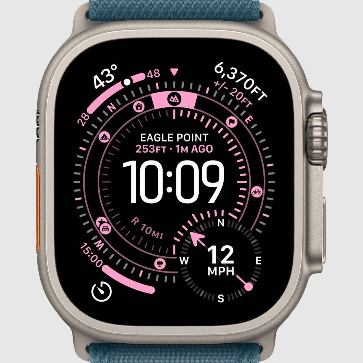 Apple Watch Ultra 3 (2025) | GPS + Cellular | naturlig titanium | Trail Loop S/M sort/kulgrå