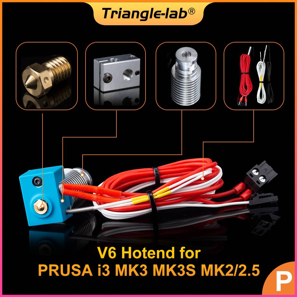 Trianglelab V6 Hotend Pre-Assembled Unit for PRUSA I3 MK3 MK3S MK2/2.5 V6 Heatsink Nozzle 3D Printer