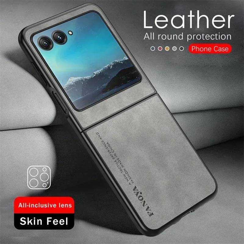 Luxury Lambskin Leather Cover for Motorola Razr 70 60 Ultra 2024/25/26 Razr 70/60/50/40 Ultra Shockproof Hard Plastic Phone Case