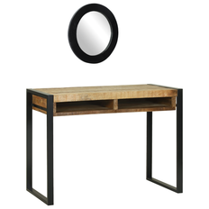 vidaXL Sminkbord med Spegel 100x50x75 cm Solid Grovt Mangoträ
