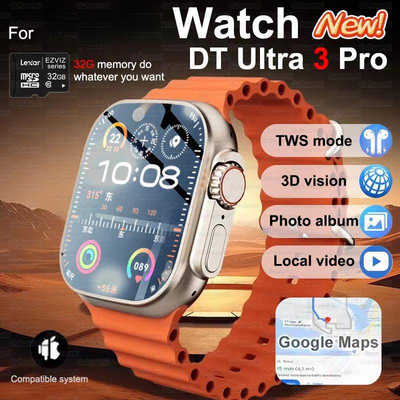 DT Ultra 3 Smartklocka Amoled Skärm 4GB MP3 MP4 Spelare Bluetooth Nätverksdelning App Store ChatGPT Smart AI Klocka Män Sportklocka