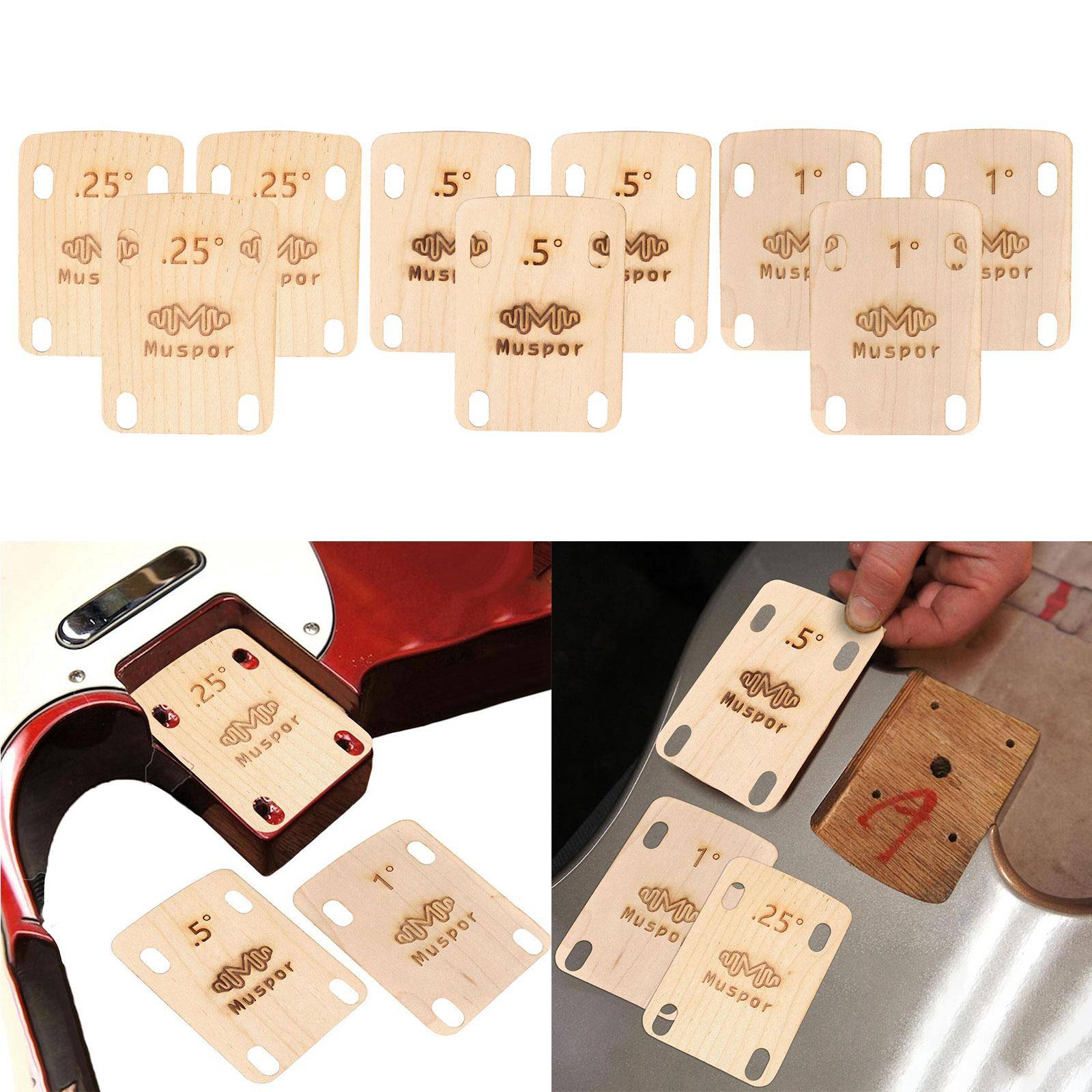 3 st Gitarrhalskil 0,25°/0,5°/1° Grader Trä Lönn Packning för Gitarr och Bas Bultad Halsreparation Luthier Verktyg beige