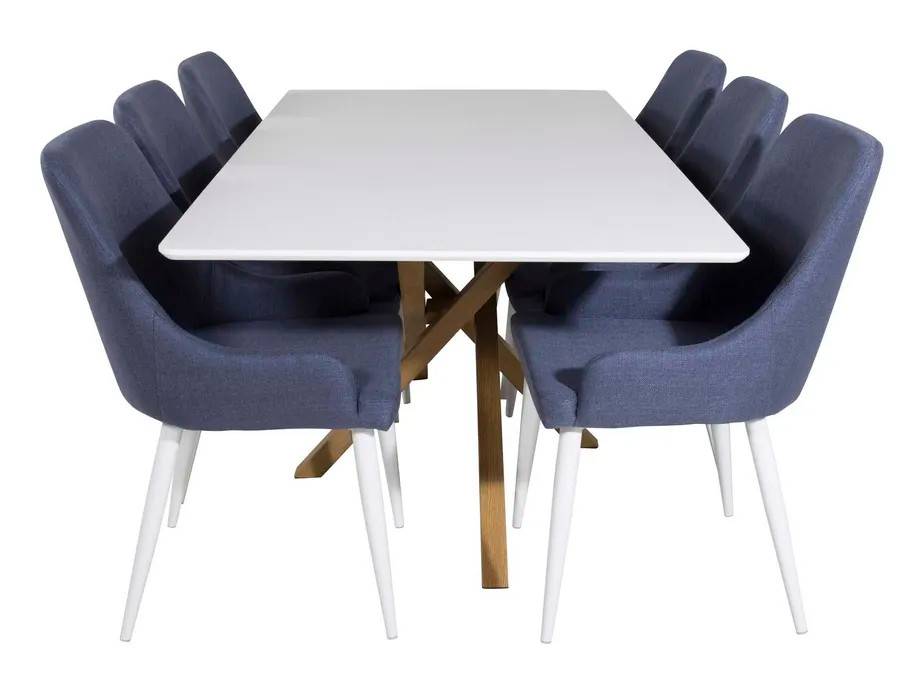 Venture Design Piazza & Plaza matgrupp Vit/blå 6 st stolar & bord 180 x 90 cm