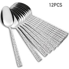 TEMU 6/12pcs Hammer Designed Dessert Spoon Set, Fine Stainless Steel Cereal Spoon, Durable 6.7inch Table Spoon For Home/restaurant/ Day/father's Day/house-warming, Mirror Polished, Dishwasher Safe