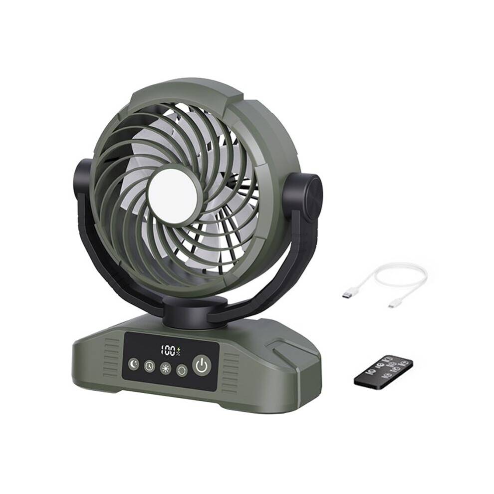 Desktop Outdoor Fan 20000mAh Rechargeable Fan with LED Light 5 Speeds 3 Brightness Levels for Camping Travel A