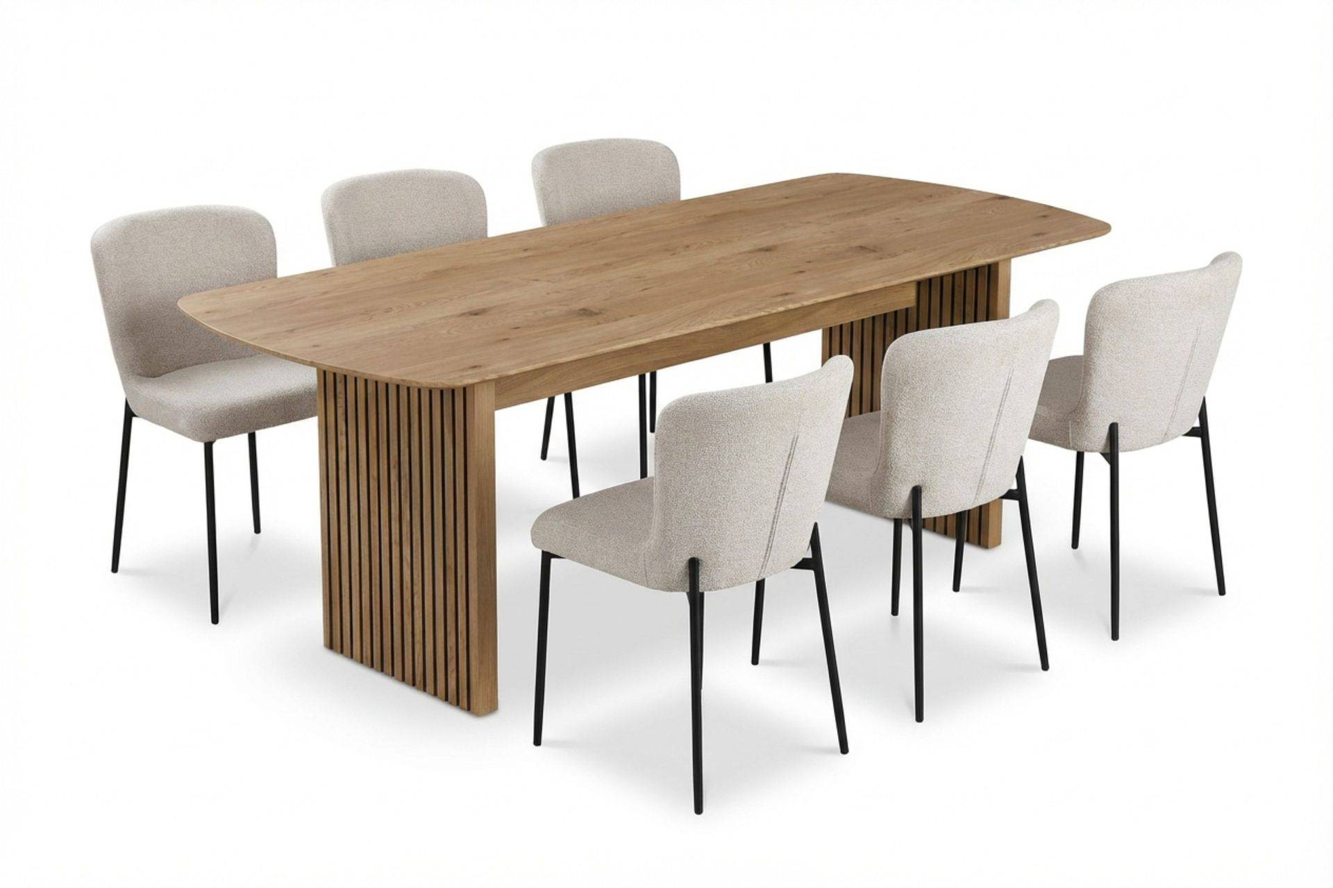 Bark Richeto Matgrupp Ek 240 cm med 6 Elsie Matstolar Ek/Vit