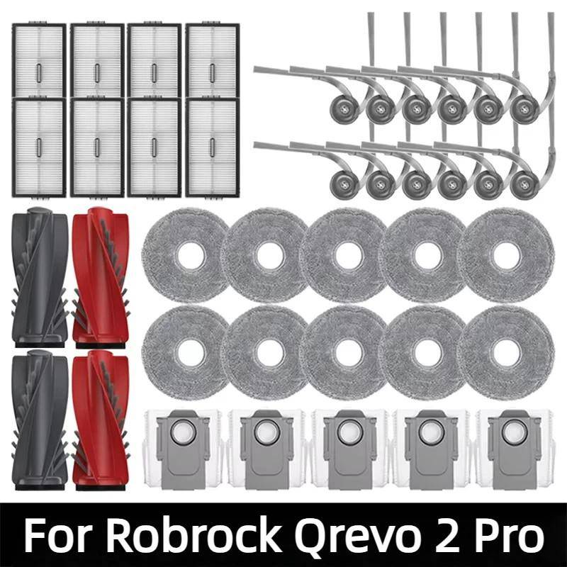 För Roborock Qrevo 2 Pro Robotdammsugare Tillbehör Huvudsidoborste Moppfilter Dammbehållare Reservdelar