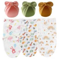 3st Baby Casual Everyday Hat Set & 3st Swaddle filtar, minimalistiskt mode - Multifärgad (0-3M)