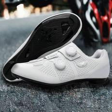 Road Clip-In Bike Cycling Shoes Men&#39;s Professional Cycling Road Shoes; Road Bike Speed Flat Sport Shoes; Cycling Sport Shoes - White - EUR41,EUR42,EUR43,EUR44,EUR45,EUR46