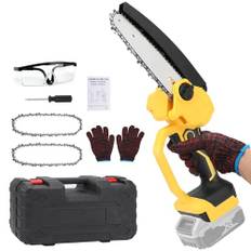 15 cm minibatteri motorsåg kompatibel med Dewalt 18 V batteri, borstlös motor, sladdlös motorsåg, handmotorsåg med automatisk olja för trädgårdssax, grensax, träskärning (utan batteri)