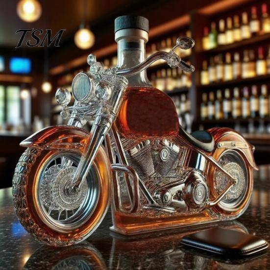 Elegant Whiskeykaraff Motorcykel Whiskeyglas Design Vinflaska Dekorativ Heminredningstillbehör för Älskare Bar Skrivbord Kök Användning Handgjord blac