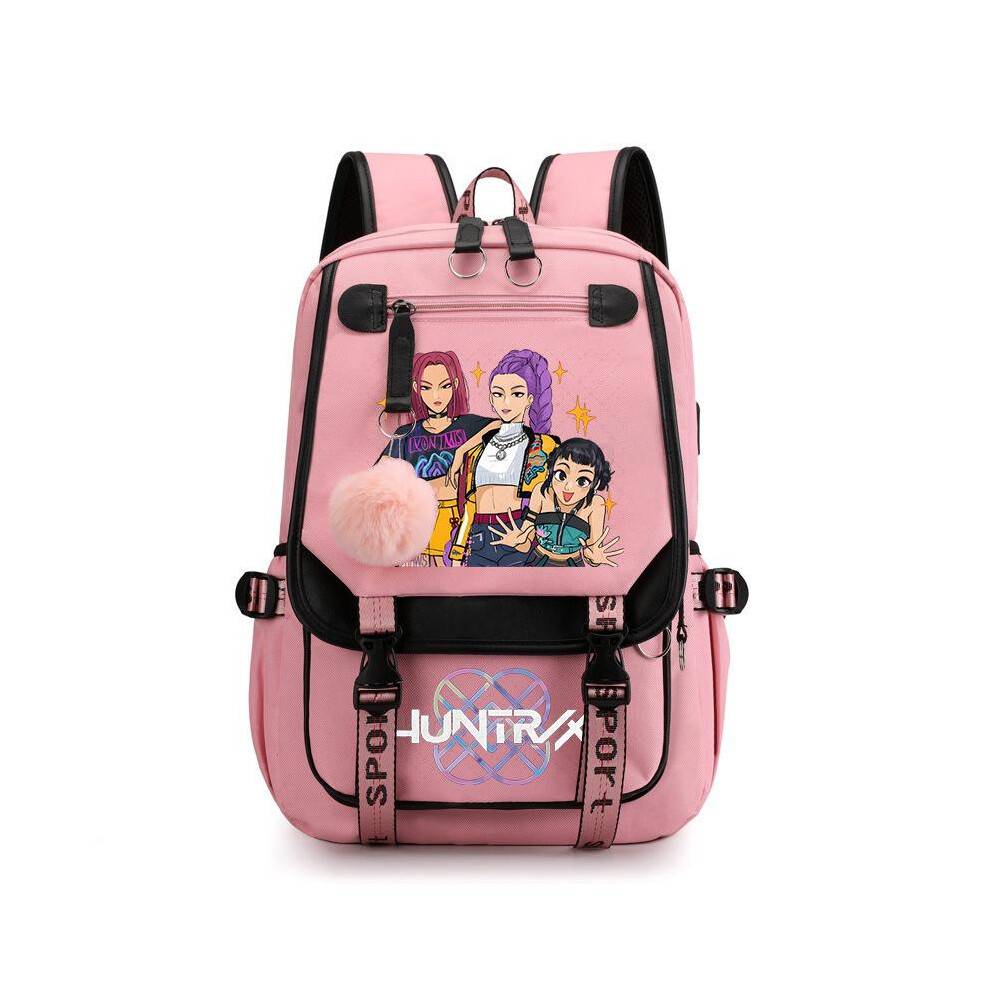 (E9, Ship as pictured) Hunter Girl Squad Anime Cartoon Print Large Capacity Backpack Korean Style Middle High School Student Lightweight Shoulder Bag