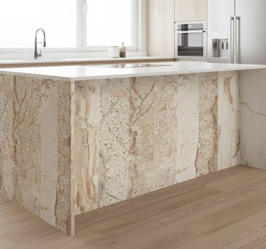 Klistermärken till möbler i beige ådrad marmor