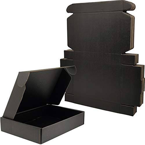 Cenoid små postlådor, 20 x 14 x 4 cm svarta portopaket, fraktkartonglådor för postning, leverans, förpackningslådor för småföretag (förpackning med 25)
