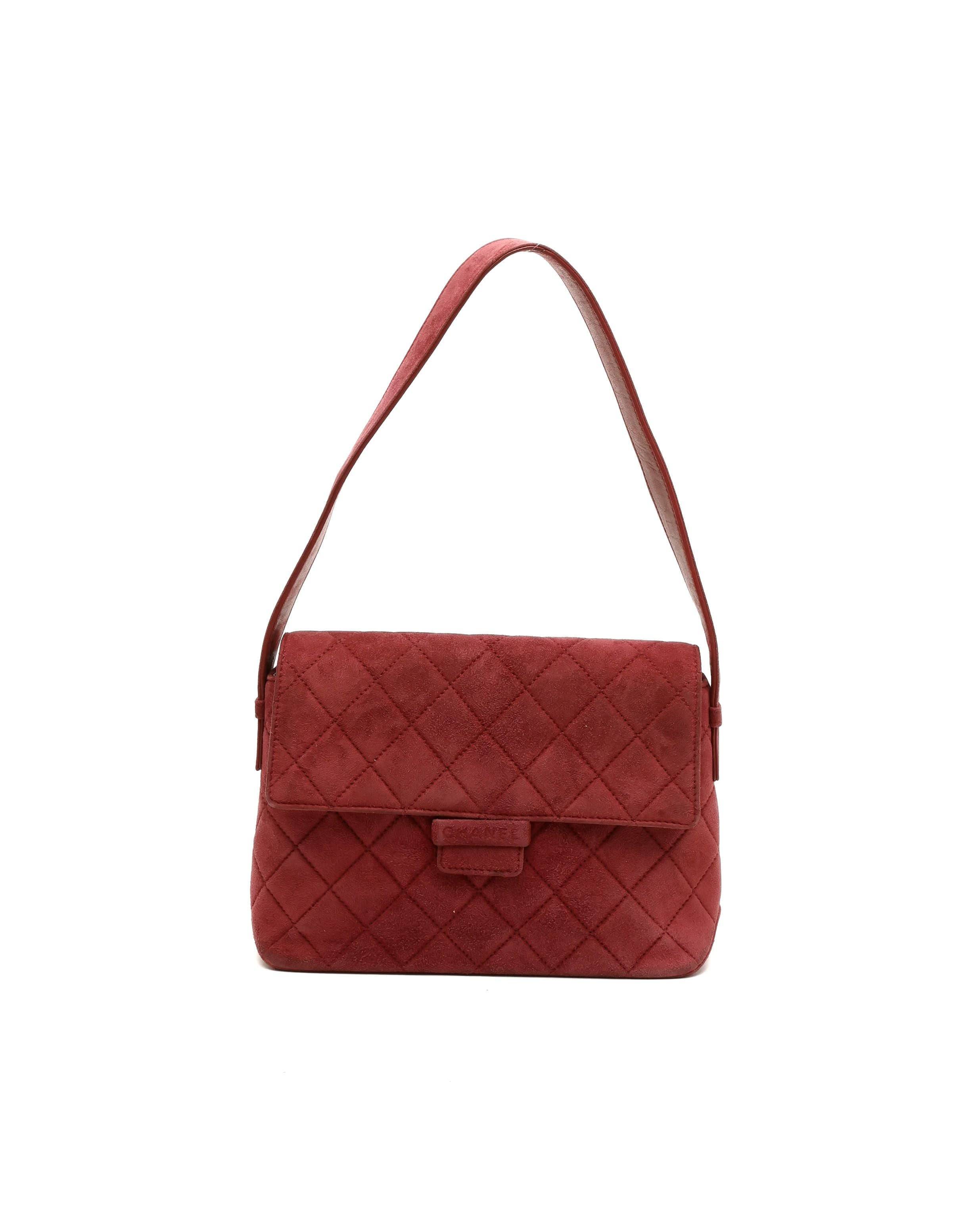 Chanel Quilted Suede Flap Bag - Red - One Size