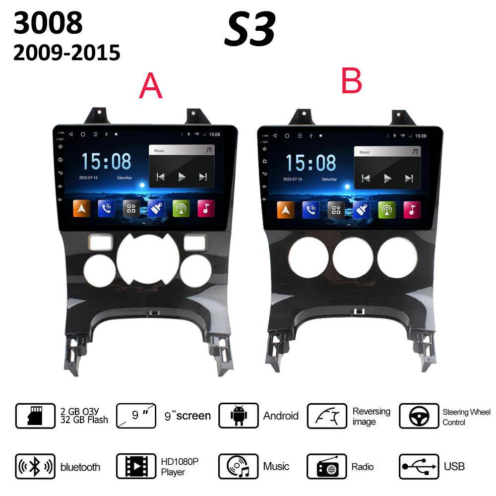 Bilradio GPS-navigeringssystem för Peugeot 3008 2009-2015 2 Din Android WiFi Bil Multimediaspelare Auto Stereo FM Radio Huvudenhet 2+32GB