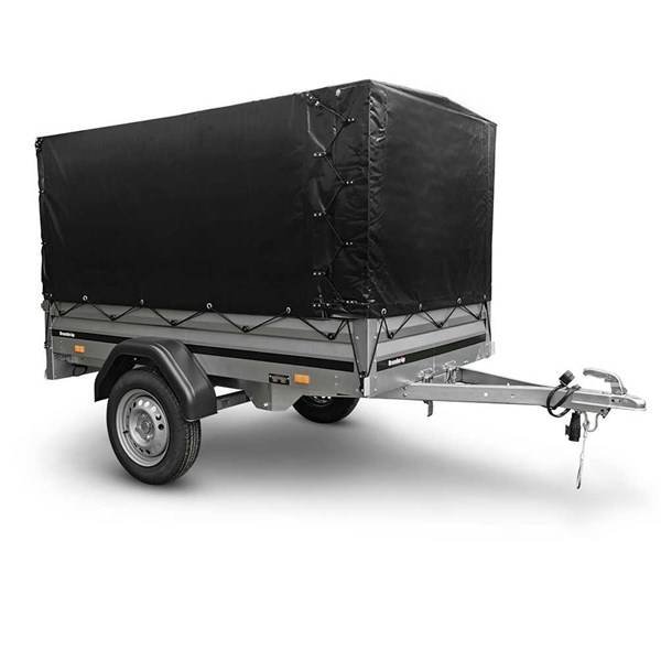 Brenderup 1205 S trailer - 500 kg - med tipfunktion og høj Black Edition-presenning.