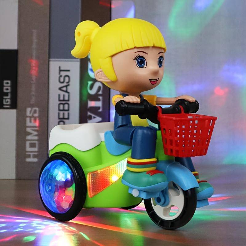 Robotleksaker för barn Snurrande Stuntbil Leksaker Dansande Elektrisk Trehjuling Barnmotorcykel Tecknad Leksak Interaktiv Leksak med Musik Ljus