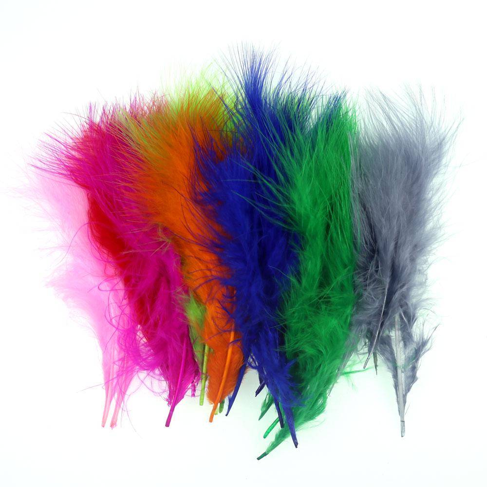 50 st/förpackning Färgad lång Marabou fjäder för Streamer Flug Bly Jig Ulllig Bugger Leech Flugbete Fisk Kopplingsmaterial Vit red
