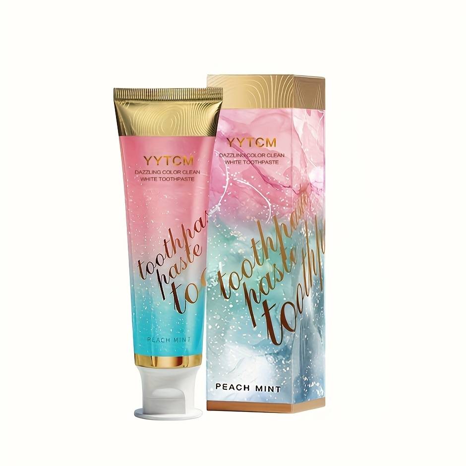 TEMU Toothpaste With Dual Colors - Peach Mint Taste, Shiny Teeth & 100g/each-1 Unit