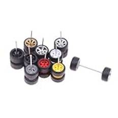 Huudngeje 10 uppsättningar terränghjul 1/64/gummidäck 18,3 mm avtagbara däck för hjul 1:64 RC-lastbilsmodell fyrhjuling SUV slumpmässig färg