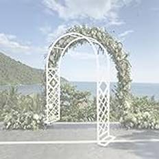 Vit tung dum metall, trädgård, bågskytte, pergola träd för klätterväxter, starkt pulver, belagd struktur 140 x 230 cm, höjd utomhus, båge perfekt för växtstöd och dekoration