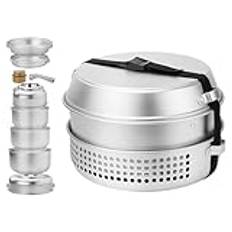 Backpacking Cooking Set, Camp Cooking Set, Camping matlagningsutrustning 10 delar | Campingköksredskap i aluminium, högeffektiv vindruta Campingmatlagningsset, Es