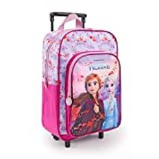 PERLETTI Kabinväska Ryggsäck för Flicka Disney Frozen 2 - Rosa Lila Backpack med Stora Fack - Dagväska för Småbarn Förskola Resväska - Junior Väska med Prinsessa Elsa Anna - 36x25x12 cm - Perletti