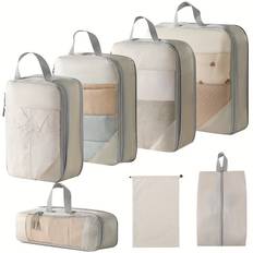 TEMU 7pcs Packing Cubes Set, Polyester Large Capacity Travel Organizers With Shoe Bag & Drawstring Pouch, Luggage Suitcase Organizers