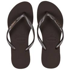 Havaianas Klipklapper - Slim Logo Metallic - Dark Brown - Havaianas - 35/36 - Klipklapper