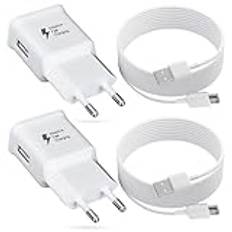 Laddare Med Original Laddningskabel USB C 2m för Samsung Galaxy A15 A14 A13 A10 A04s A71 A55 A35 A34 A33 A25 A23 A53 S10 S10e S9 S20 S21 Plus M13 M34 5g Mobiltelefon, Typ C Snabbladdare (2-Pack)