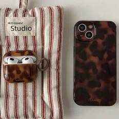 High-End Retro Tortoise Shell & Leopard Mönster Telefonfodral, kompatibelt med IPhone12, 15 Pro Max, glansigt stöttåligt silikon Soft Shell-fodral kom - Rostad brun (AirPods1/2,AirPods Pro,AirPods 3,AirPods Pro (2nd generation),AirPods 4)