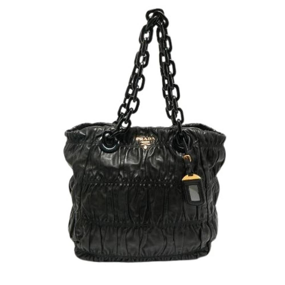 Prada Vintage Pre-owned Læder Skuldertaske - Vintage - Dame - Sort - ONE SIZE - Uld