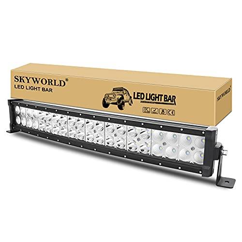 SKYWORLD 120 W LED-ljuslist, 55,9 cm (22 tum), böjd strålkastare, LED-bar, offroad, arbetslampa, extra strålkastare, flood spotlight, för traktor, bil, grävmaskin, SUV, UTV, ATV, 12 V, 24 V