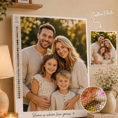 Anpassat 5D diamantmålningskit med familjefoto, personlig DIY-diamantkonst skapad från ditt eget foto, full hartsmozaik, inkluderar verktyg, flera sto - Multifärgad (40*40,40*60,30*50,30*40,30*30,40*70,20*20)