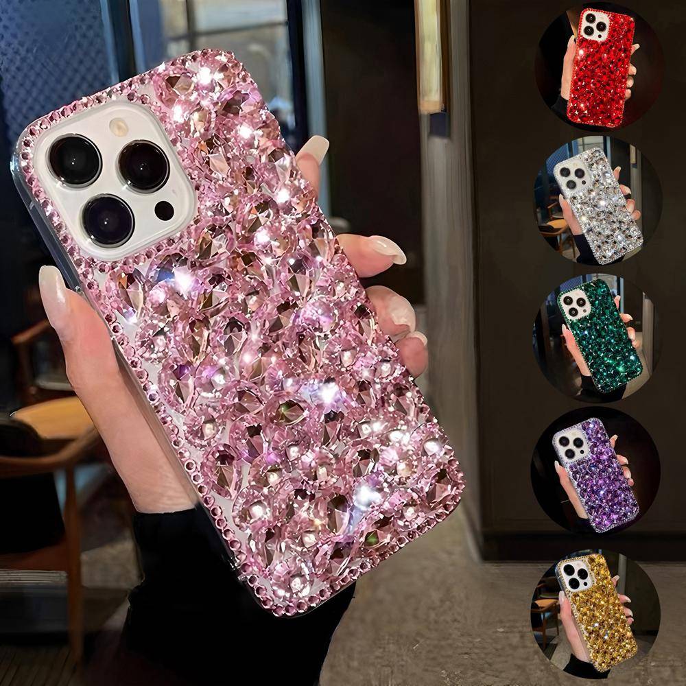 Lyxigt Glittrande Strass Kristall Diamant Fodral För OPPO Realme 14 Pro Plus 14X 14T 13 12 Lite 4G 5G Bling Glittrande Skydd grön