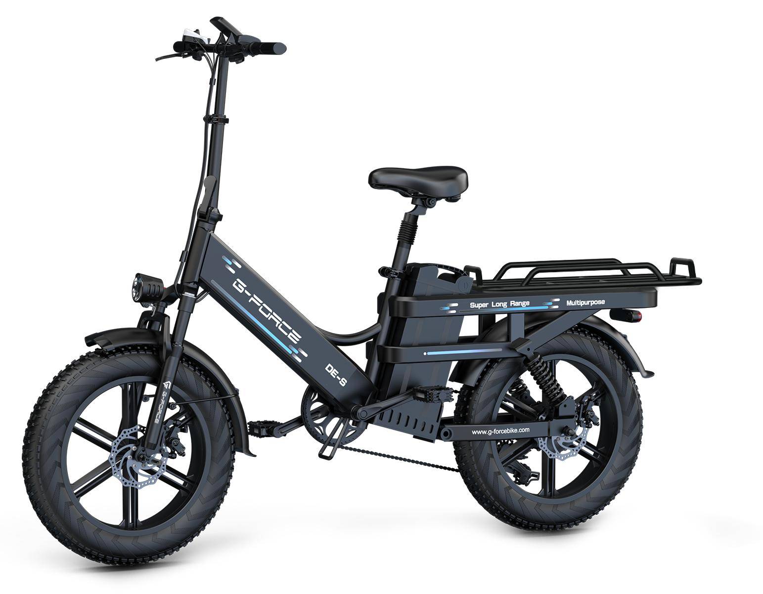 G-FORCE DE-S Adult Cargo Electric Bike 750W Motor 48V25AH Battery 20-Inch Tires Max Load 180KG All-Terrain Cargo E-Bicycle for Daily Commute Hauling svart