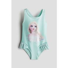 Flicka - Turkos Volangprydd baddräkt med tryck - Size: 98/104 (2-4Y) - H&M - Turkos/Frost (98/104 (2-4Y))