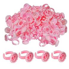 100 st Ögonfransförlängningar, ögonfransförlängningsfläktblomningskoppar, ympning ögonfransblommande kopp, ögonfranslim självhäftande hållare, ögonfransförlängning limringhållare, enkel och effektiv