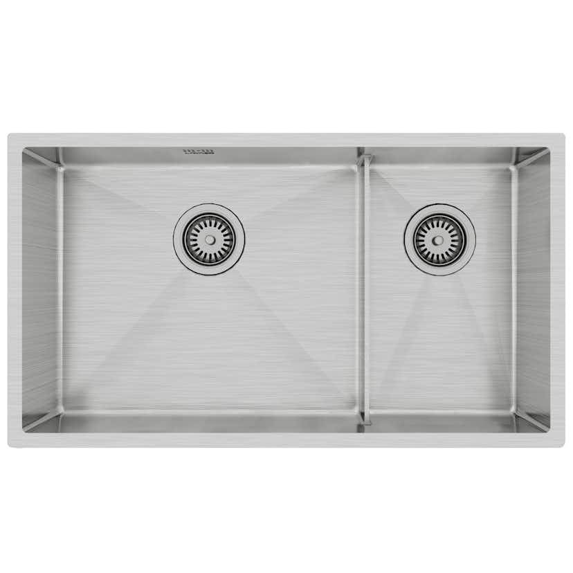 Diskho Lavabo Kubus 780 Soft Slim Rostfri Dubbel med Korgventil & Vattenlås