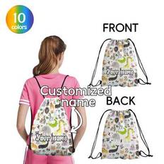 1pc Customized Personalized Name Drawstring Backpack, Cartoon Element Design, Exclusive Travel Bag, Lightweight Drawstring Backpack, Suitable For Spor - Multicolor - L,M,S