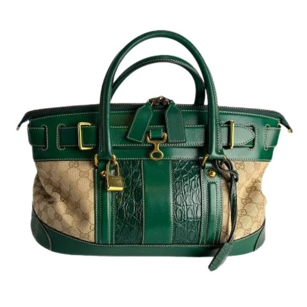 Gucci Vintage Pre-owned Canvas Håndtaske - Vintage - Dame - Grøn - ONE SIZE -